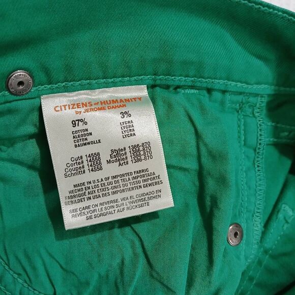 Citizen of humanity womens size 30 Dani crop straight jeans emerald green pants - Picture 8 of 8